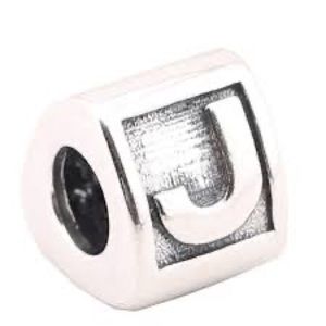 Authentic Pandora Retired Letter J Alphabet Block Charm In 925 Sterling Silver
